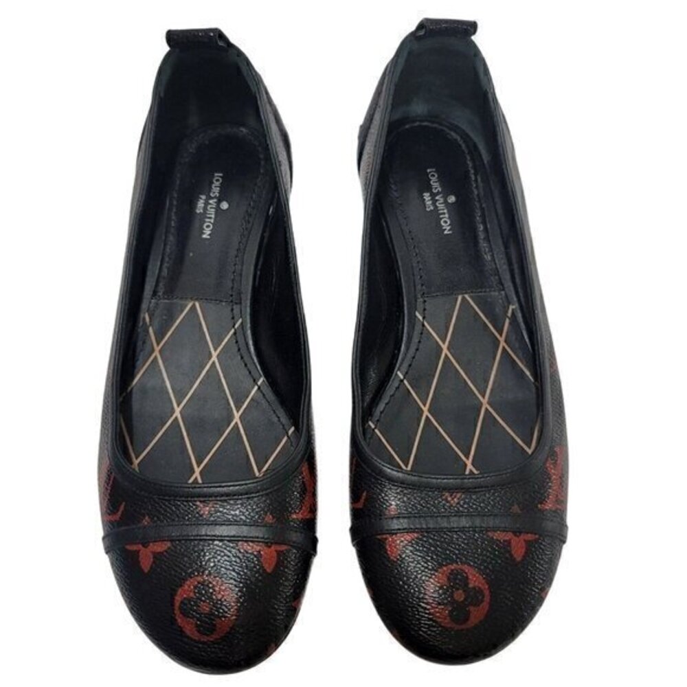 Louis Vuitton Monogram Red Black Flats 35